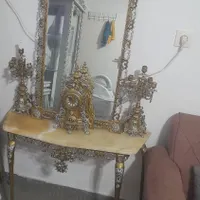 آیینه شعمدان برنزی با ساعت