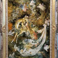 تابلوفرش دستباف تبریز نیاز نوازش طرح استاد فرشچیان