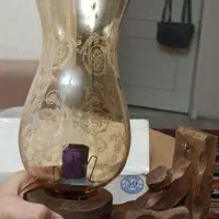 دوعد دیوار کوب چوبی با حباب شیشه ای|صنایع دستی و سایر لوازم تزئینی|تهران, شهرک گلها|دیوار