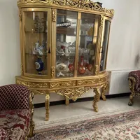 بوفه سلطنتی دو تیکه چوب گردو اصل قدیمی ورق طلا|بوفه، ویترین، کنسول|تهران, ارم|دیوار