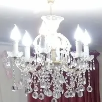 لوستر طلایی شش شاخه آبکاری طلایی کریستالی