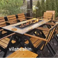 میز آتشدان باغی گازی و ذغالی ترموود با صندلی