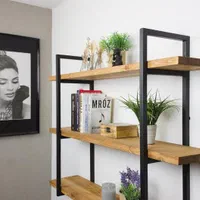 شلف دیواری چوب طبیعی و فلز مدل رها سه طبقه|کتابخانه، شلف، قفسه‌های دیواری|تهران, ستارخان|دیوار