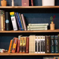 کتابخانه و شلف چوبی|کتابخانه، شلف، قفسه‌های دیواری|تهران, فلسطین (میدان انقلاب)|دیوار