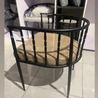 صندلی کوره ای فلز مشکی رستورانی دسته دار