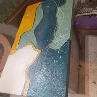 تابلو نقاشی طلایی سفید مدرن ورق طلا مینیمال ابستره|تابلو، نقاشی، عکس|تهران, جنت‌آباد شمالی|دیوار