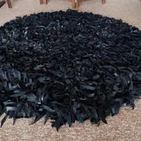 دایره شگی پرز بلند تمام چرم مشکی پادری|پادری|مشهد, هنرستان|دیوار