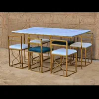 میز غذاخوری شیش نفره فلزی کمجا آبکاری درجه یک|میز و صندلی غذاخوری|کرمانشاه, |دیوار