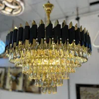 لوستر کریستال آرتا مشکی طلایی 65 سانت ۱۴ شعله