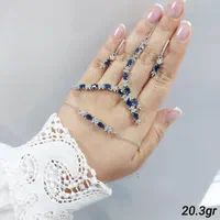 سرویس زنجیری یاقوت کبود نقره سازی رضازاده کد041|بدلیجات|تبریز, |دیوار