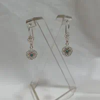 گوشواره نقره کار ملیله اصفهان کد ۴۸۲ نگین آبی|جواهرات|اصفهان, مولوی|دیوار