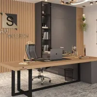 میز دفترکار پایه فلزی استیل/نیمست کمجا/کانتر پست
