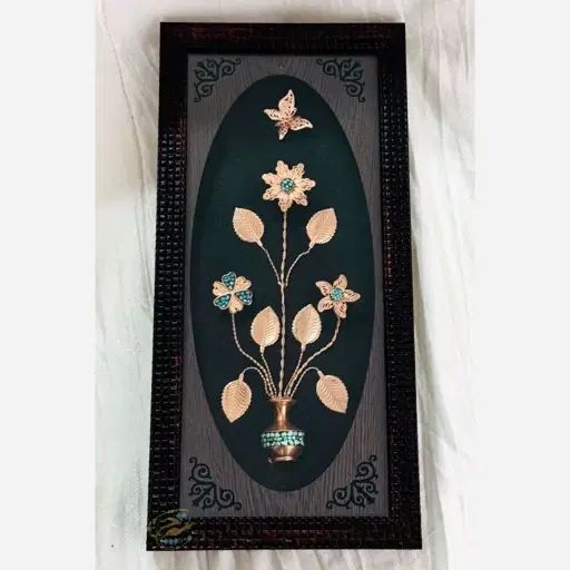 ست هدیه اداری گلدان مسی الماس تراش و تابلو فیروزه|صنایع دستی و سایر لوازم تزئینی|اصفهان, نقش جهان|دیوار