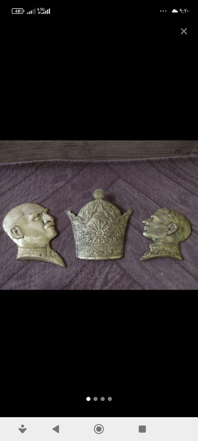 تندیس برنز شاه و تاج پهلوی|کلکسیون اشیاء عتیقه|ارومیه, |دیوار