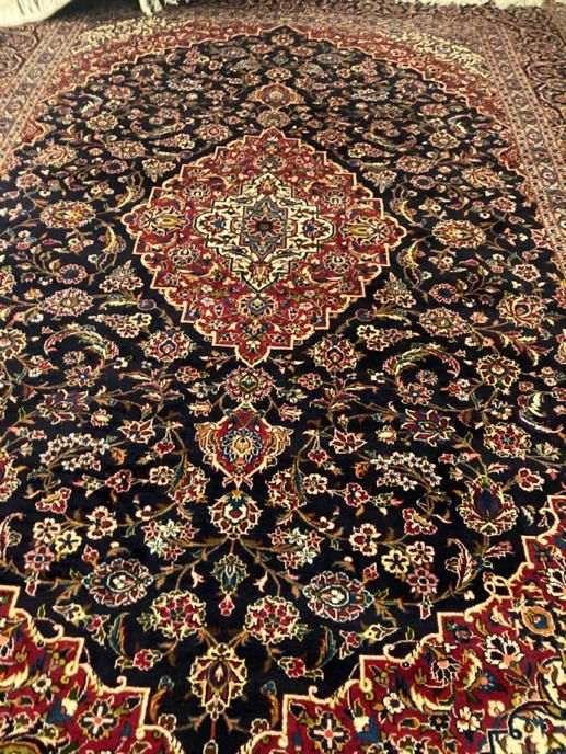 فرش دوازده متری دست بافت کاشان قطبی سورمه ای|فرش|تهران, مجیدیه|دیوار