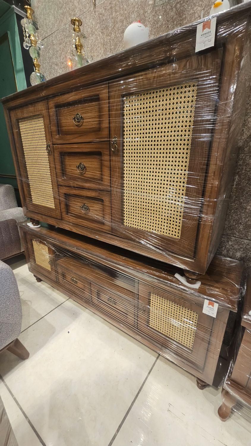 کنسول حصیری تمام چوب سرویس چوب میزتی وی|بوفه، ویترین، کنسول|مشهد, توس (بلوار توس)|دیوار