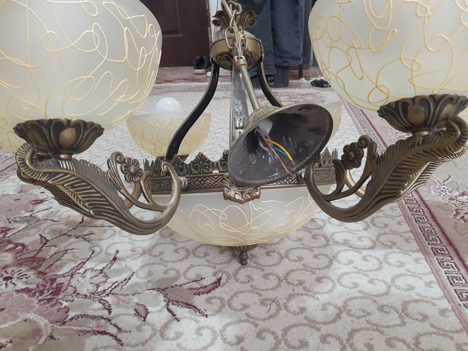 لوستر برنجی ۶ شاخه|لوستر و چراغ آویز|صفادشت, |دیوار