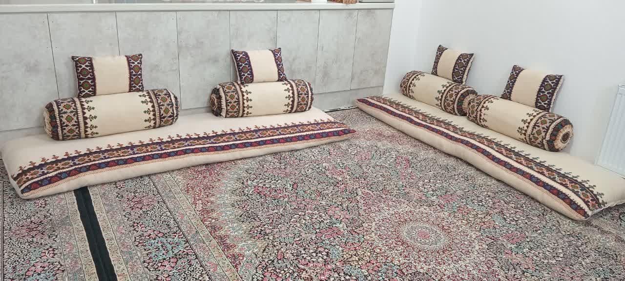 دو جفت کناره پته با دوخت سنتی و متکا و کوسن|صنایع دستی و سایر لوازم تزئینی|رفسنجان, |دیوار