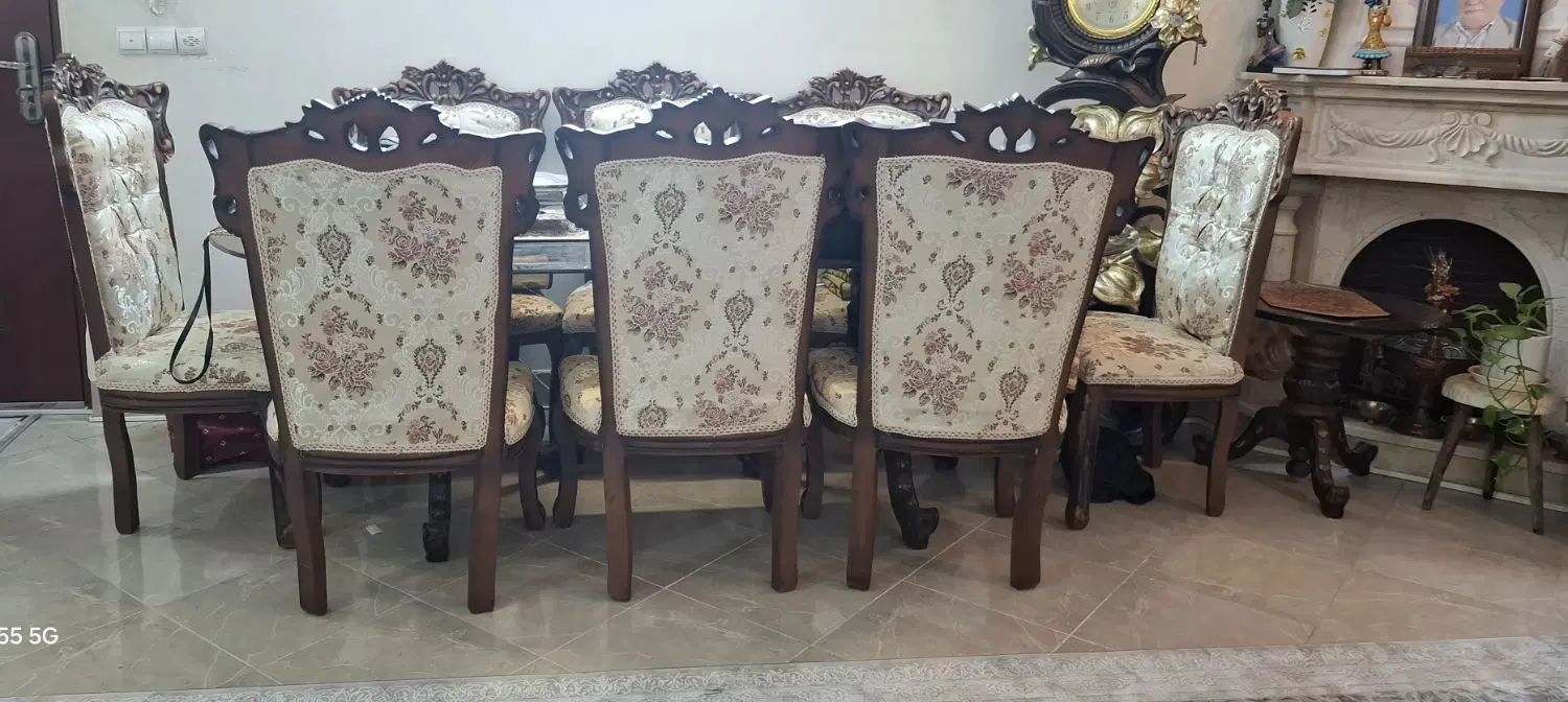 مبل استیل یا سلطنتی نه نفره و میز ناهار خوری هشت|مبلمان خانگی و میز عسلی|سمنان, |دیوار
