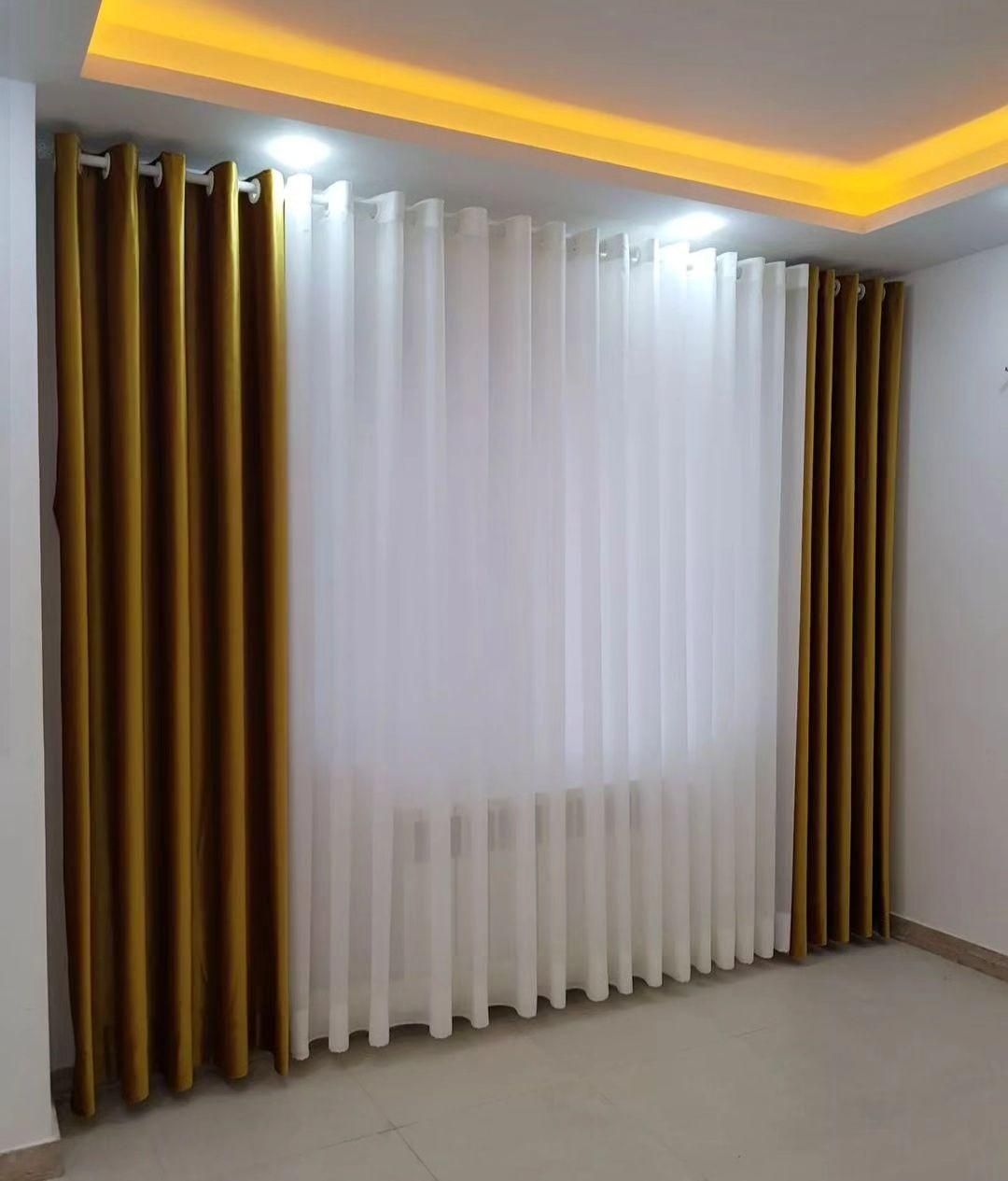 پرده ساده شاین حریر لمه کرپ کتان|پرده، رانر، رومیزی|تبریز, |دیوار