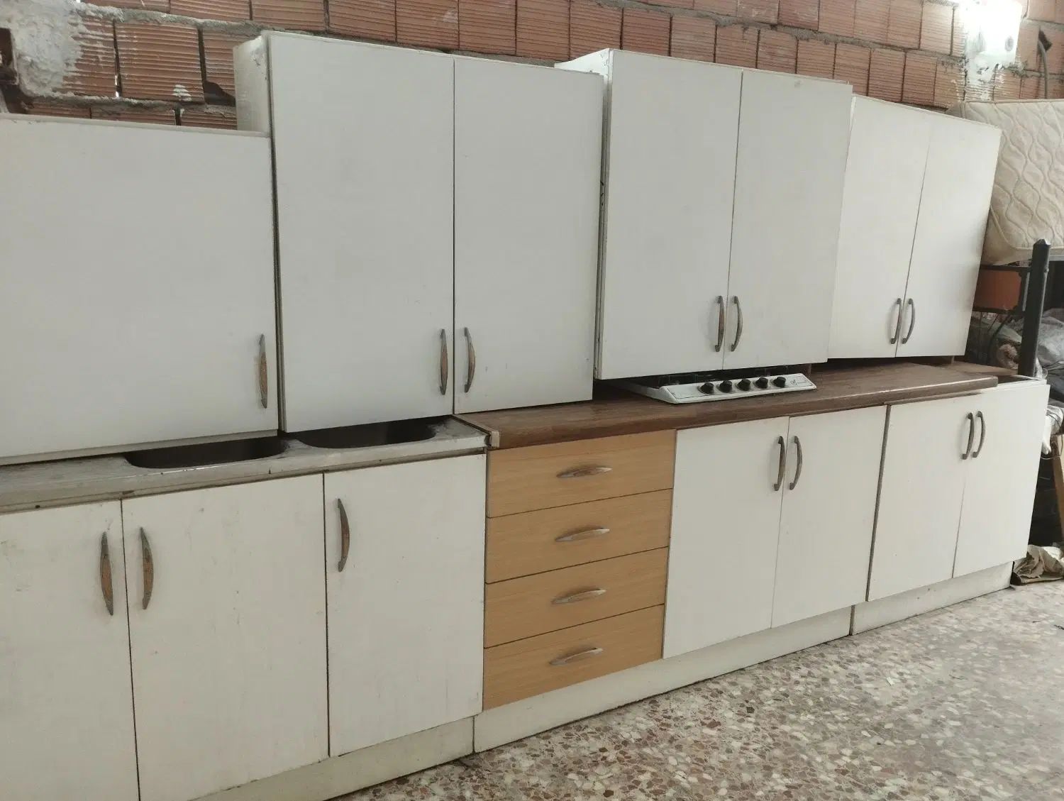 کابینت بدنه فلز درب mdf متراژ بالا با هود سینک گاز|آب‌چکان و نظم‌دهنده ظروف|گرگان, |دیوار