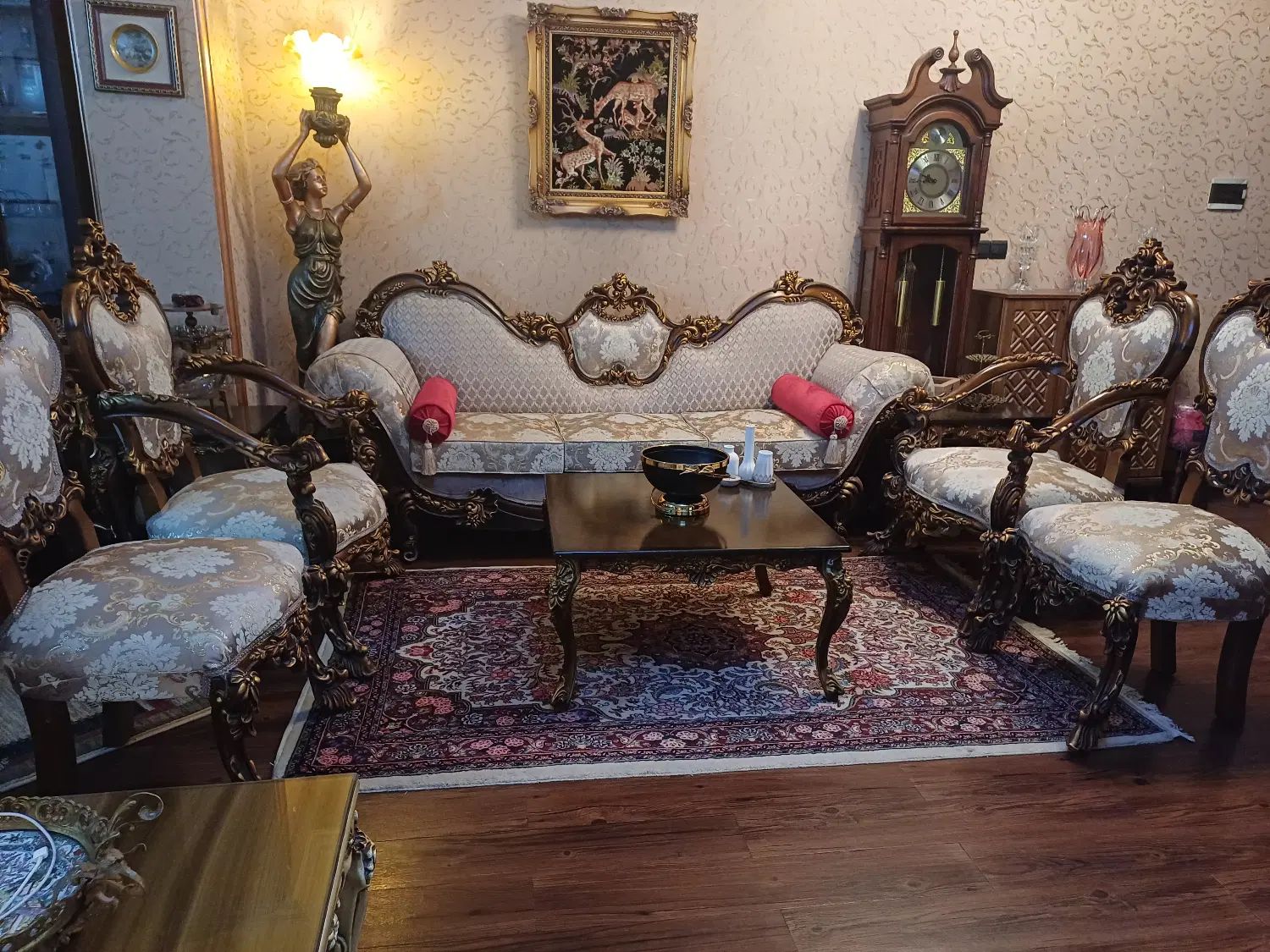 مبلمان استیل 7 نفره کلاسیک مدل نگار تمام چوب گردو|مبلمان خانگی و میز عسلی|تهران, هروی|دیوار
