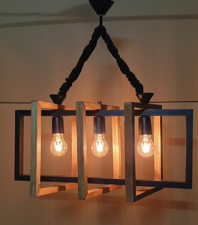 آویز چوبی فلزی لوستر کافه دکوری|لوستر و چراغ آویز|تهران, ابوذر|دیوار