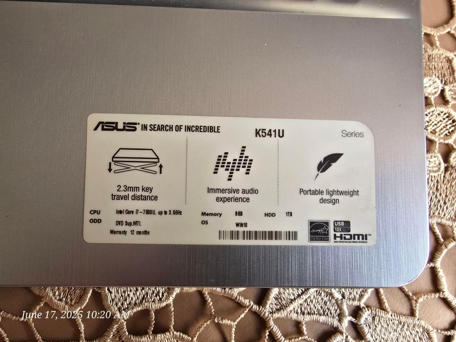 لپ تاپ Asus مدل K541U|رایانه همراه|شاهین‌شهر, فردوسی|دیوار