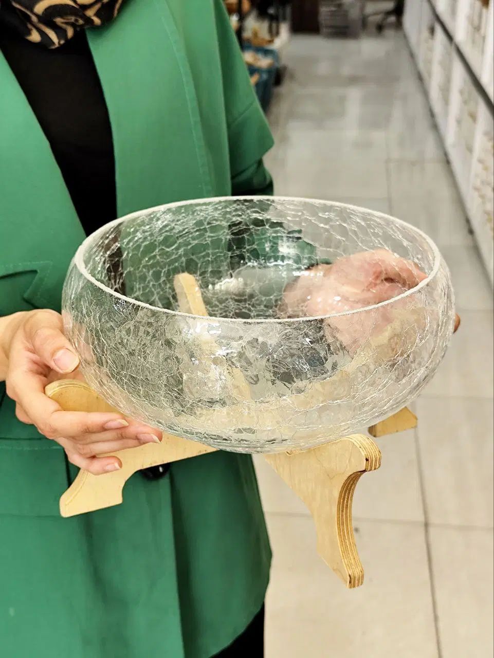 میوه شیرینی شکلات آجیل خوری شیشه ای آبگز پایه چوبی|ظروف سرو و پذیرایی|مشهد, توس (بلوار توس)|دیوار