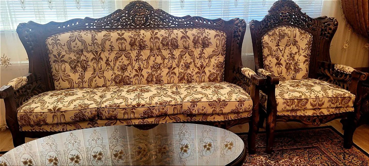 مبل سلطنتی 9نفره منبت دوطرفه آنتیک هنر دست نو|مبلمان خانگی و میز عسلی|اردبیل, |دیوار