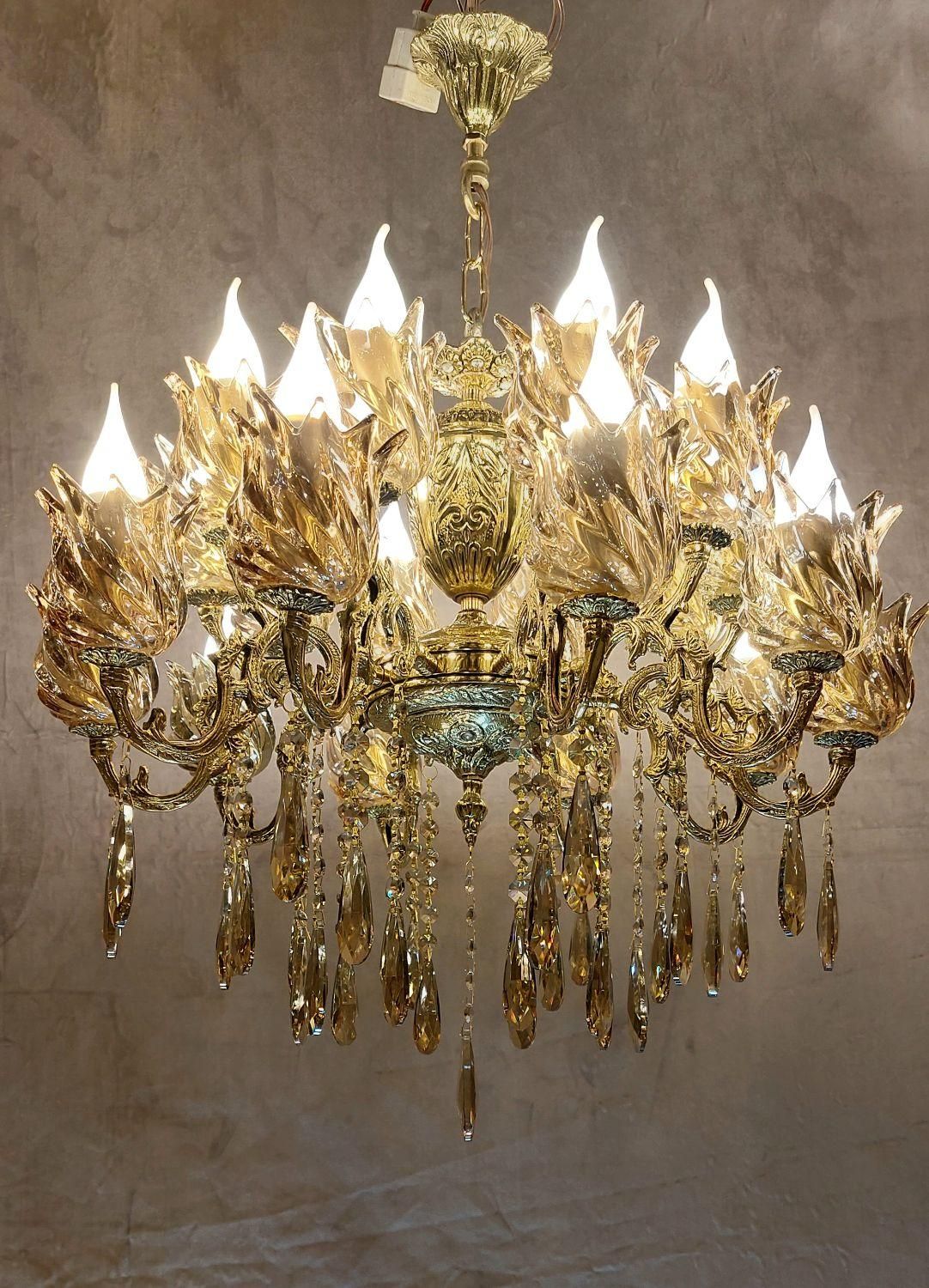 لوستر رویال. برنج ضمانتی 20 شعله برنجی. Al light 9|لوستر و چراغ آویز|تهران, نعمت‌آباد|دیوار