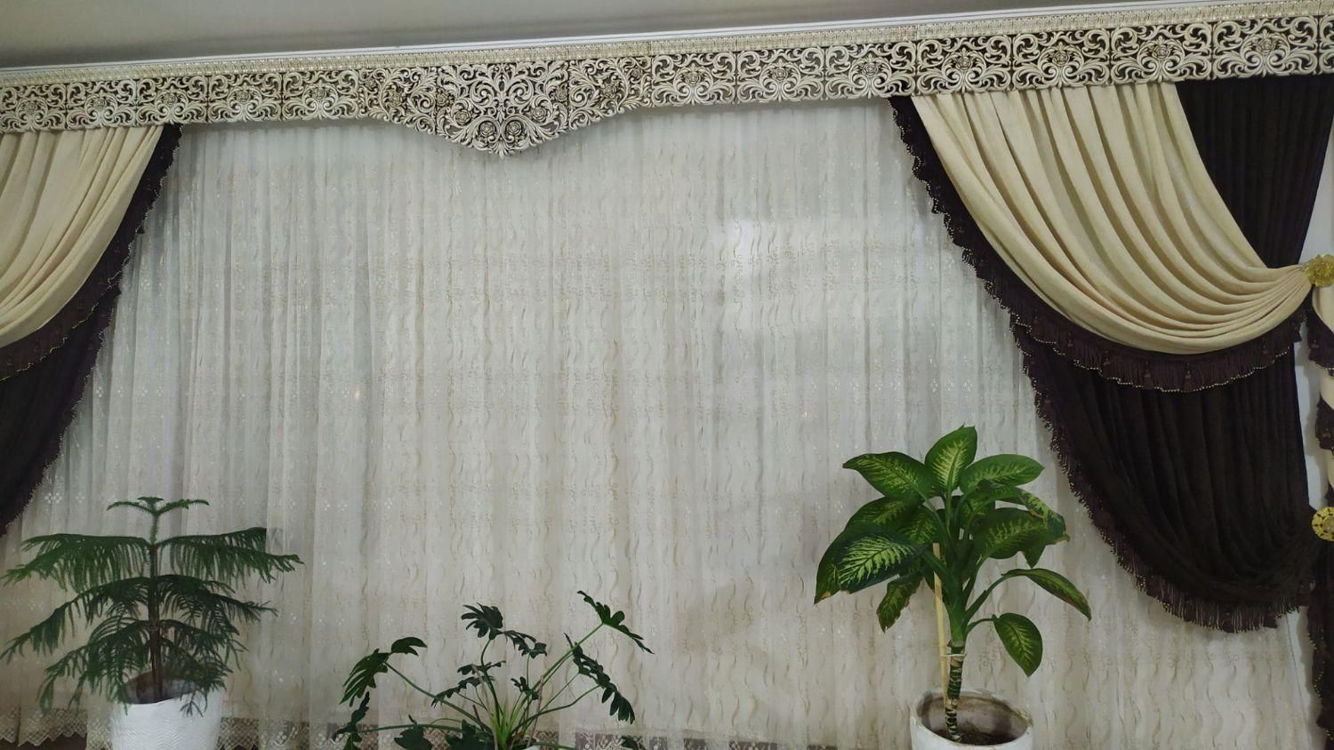 پرده سالم و بدون پارگی و دو عدد والان جفت|پرده، رانر، رومیزی|سراب, |دیوار