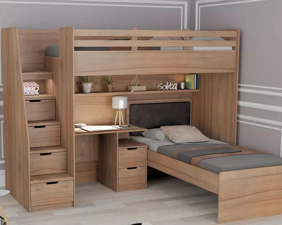 تخت دو طبقه کورد چوب|تخت و سرویس خواب|سنندج, |دیوار