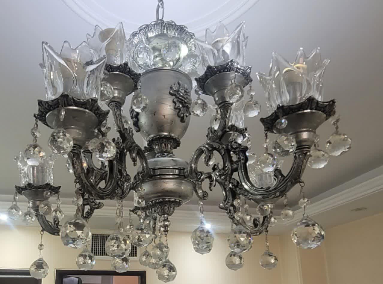 لوستر 10شاخه برنز|لوستر و چراغ آویز|اندیشه, شهرک صدف|دیوار