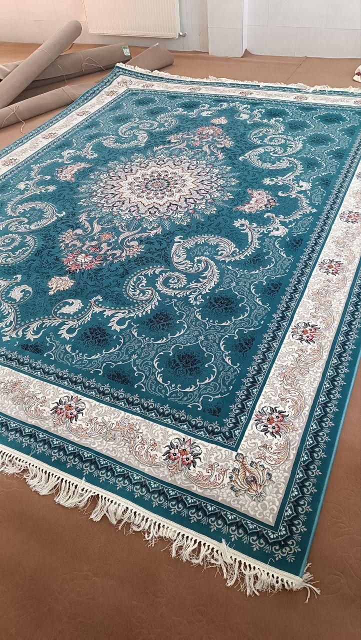 دو تخته فرش ۱۲ متری کاشان ۷۰۰ شانه طرح روژان آبی|فرش|یزد, |دیوار