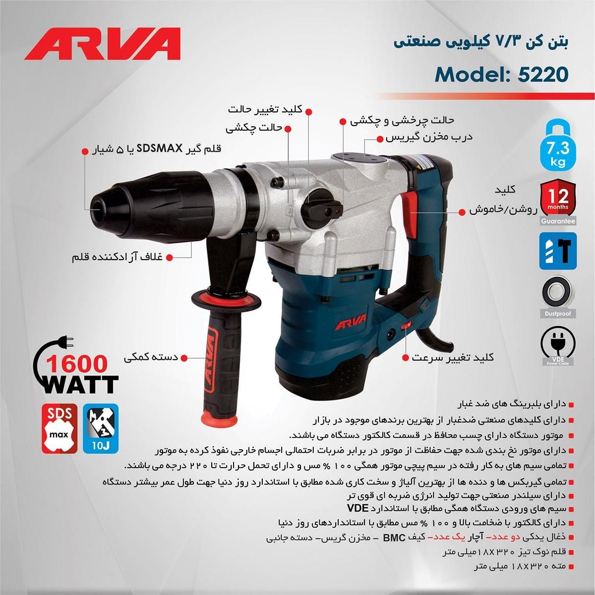 بتن کن 7/5 کیلویی آروا|ابزارآلات|برازجان, |دیوار