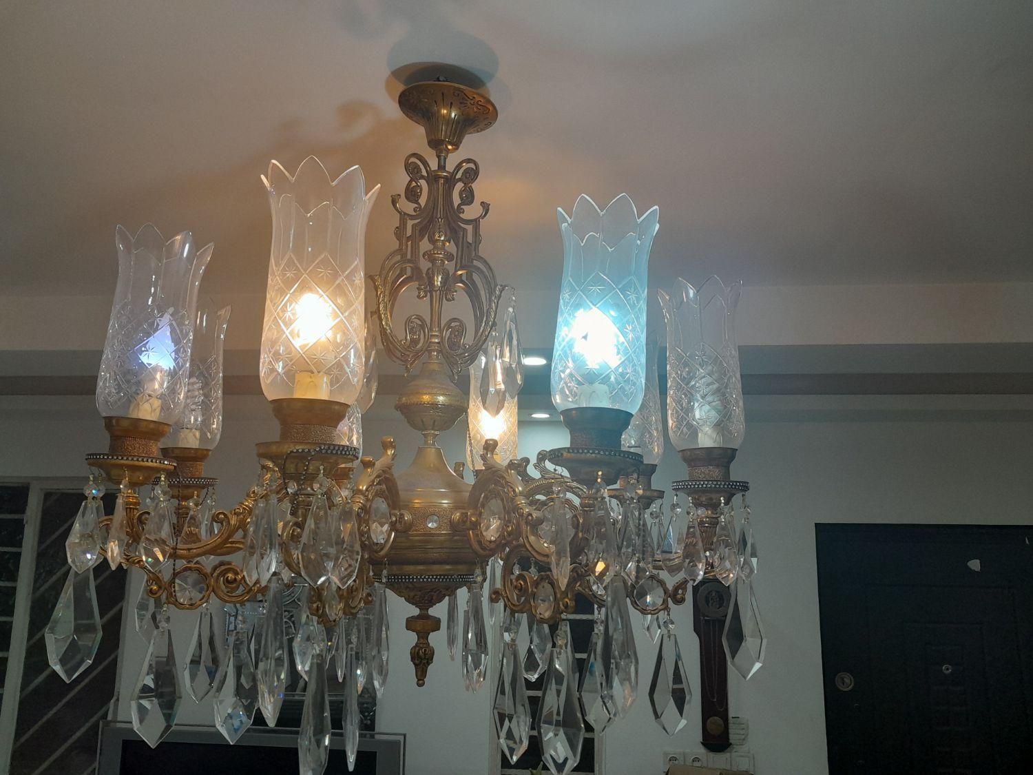 لوستر برنجی آبکاری طلا پارسا لوسر|لوستر و چراغ آویز|ماهدشت, |دیوار