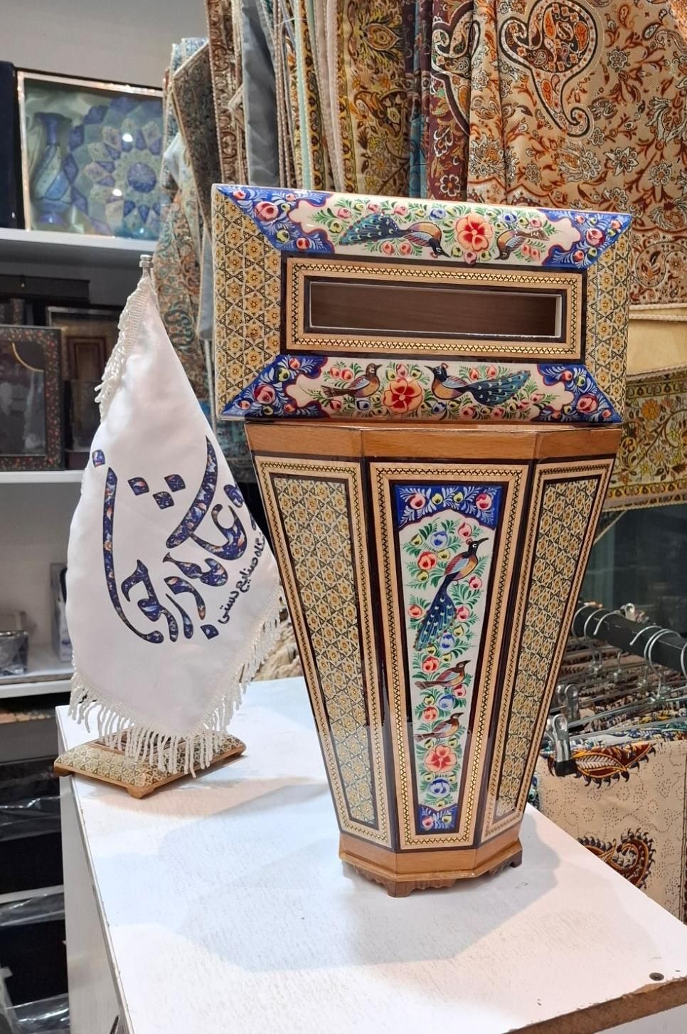 سرویس رومیزی خاتم ست سطل و جادستمال و جاکاردوچنگال|صنایع دستی و سایر لوازم تزئینی|اصفهان, مرداویج|دیوار