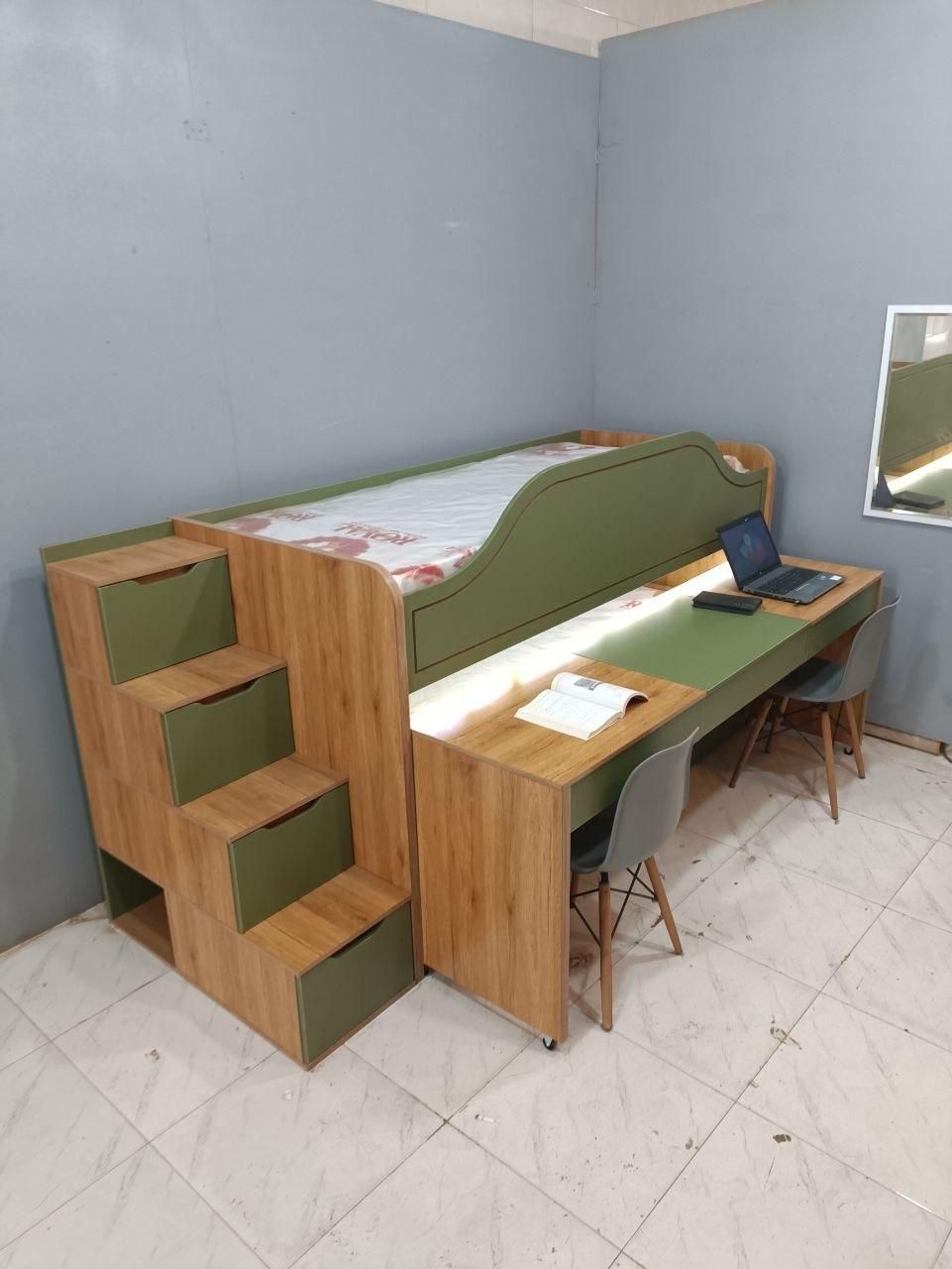 تخت دوطبقه کشویی فوق کاربردی مدل D-020N|تخت و سرویس خواب|رشت, جانبازان|دیوار