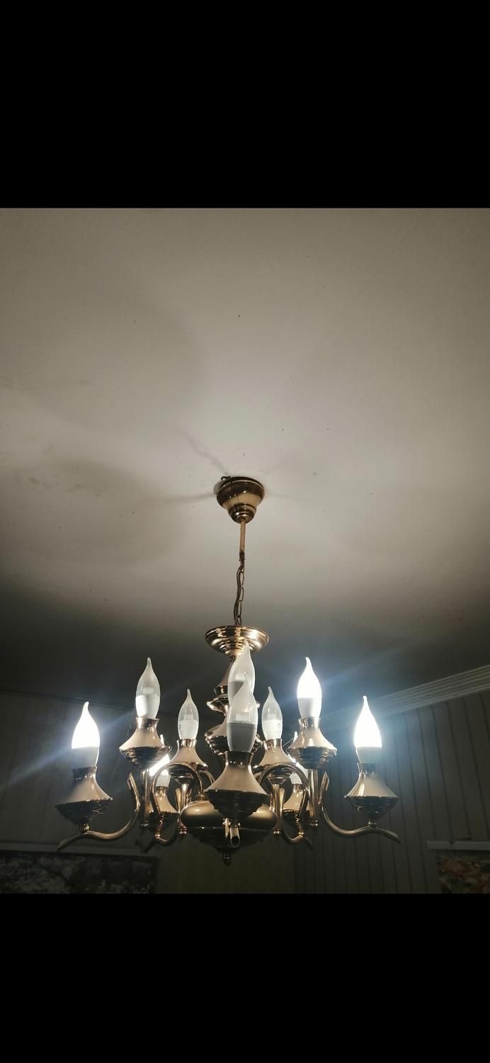 لوستر قدیمی آب طلا چراغ آویز|لوستر و چراغ آویز|شیراز, غدیر شمالی|دیوار