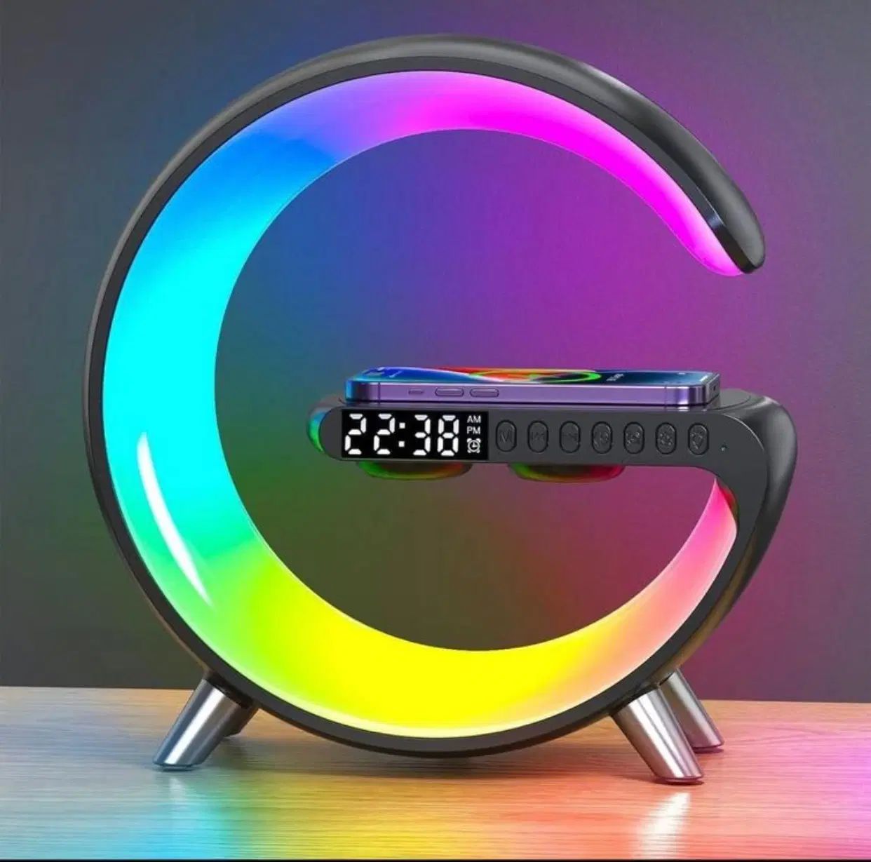 چراغ خواب هوشمند RGB+ساعت دیجیتال+شارژر وایرلس|چراغ خواب و آباژور|تهران, شهرآرا|دیوار