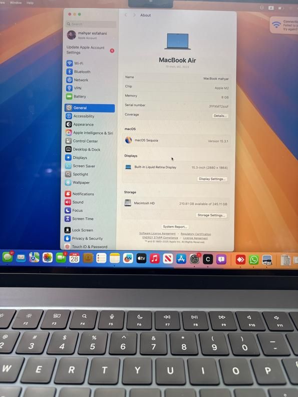 Macbook m2 256 (۱۵ اینچی)|رایانه همراه|تهران, بهارستان|دیوار