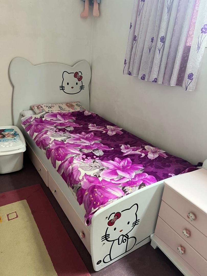 فروش سرویس خواب بچگانه hello kitty|تخت و سرویس خواب|مهاباد (آذربایجان غربی), |دیوار