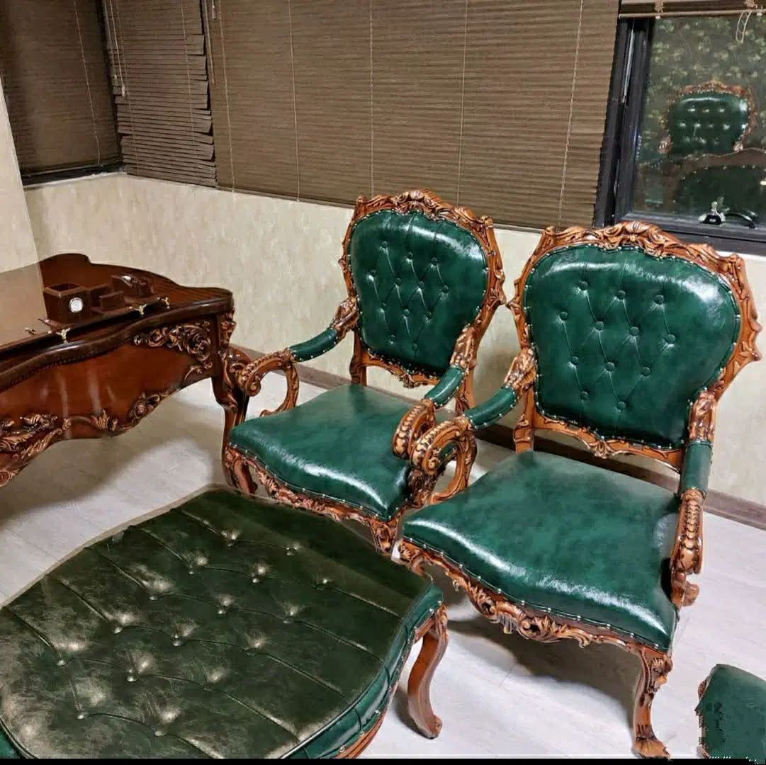 صندلی پوست ماری مبلمان چرم سبز میز اداری مدیریت|دفتر کار|تهران, آبشار|دیوار