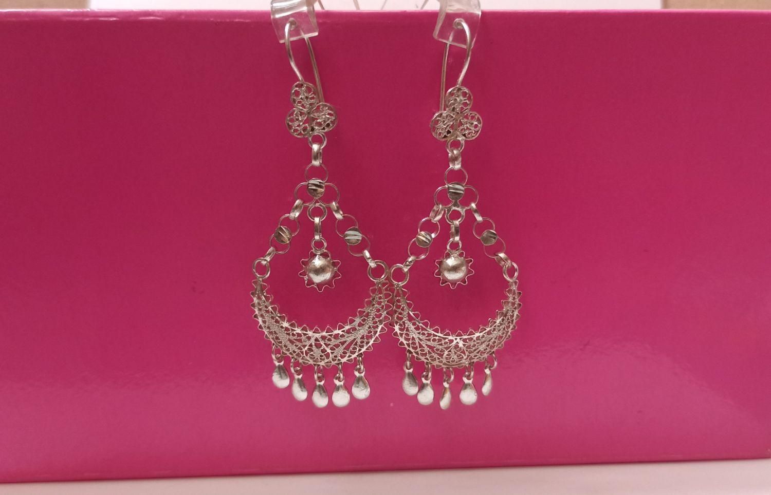 گوشواره نقره ملیله کاری اصفهان کد ۴۷۴ طرح قشقایی|جواهرات|اصفهان, مولوی|دیوار