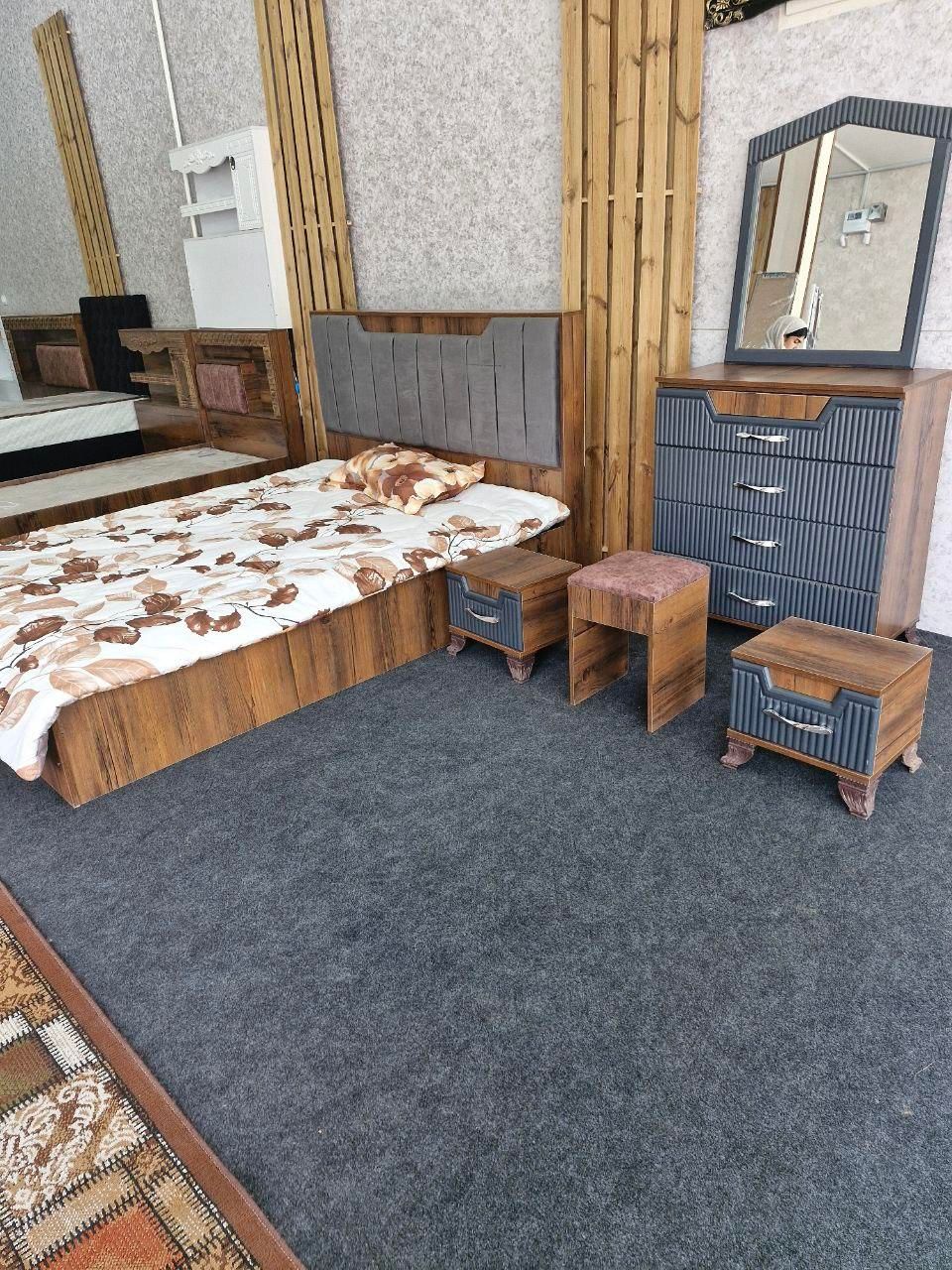 سرویس خواب دو نفره کلبه قهوه ای|تخت و سرویس خواب|خمینی‌شهر, |دیوار