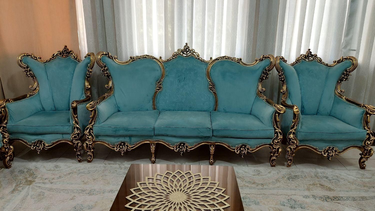 مبلمان استیل ۹نفره چوب راش پارچه مخملی ترک|مبلمان خانگی و میز عسلی|تهران, بهمن یار|دیوار