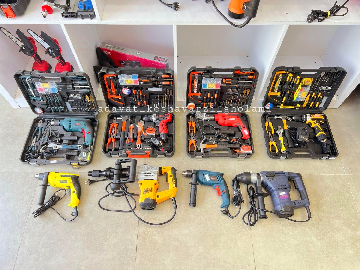 پمپ باد ابزار دریل بتن کن برقی بنزینی اره زنجیری|ابزارآلات|رشت, دیلمان|دیوار