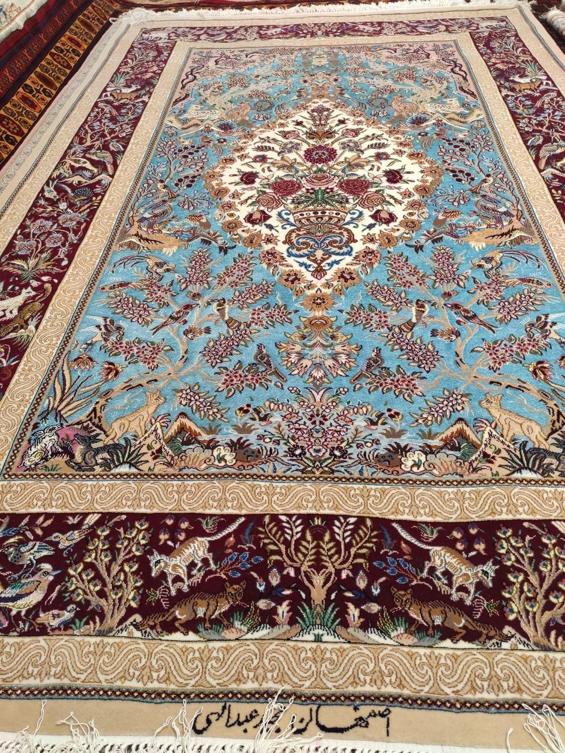 فرش اصفهان چله وگل ابریشم 60 رج در انواع طرح و رنگ|فرش|تهران, فرمانیه|دیوار