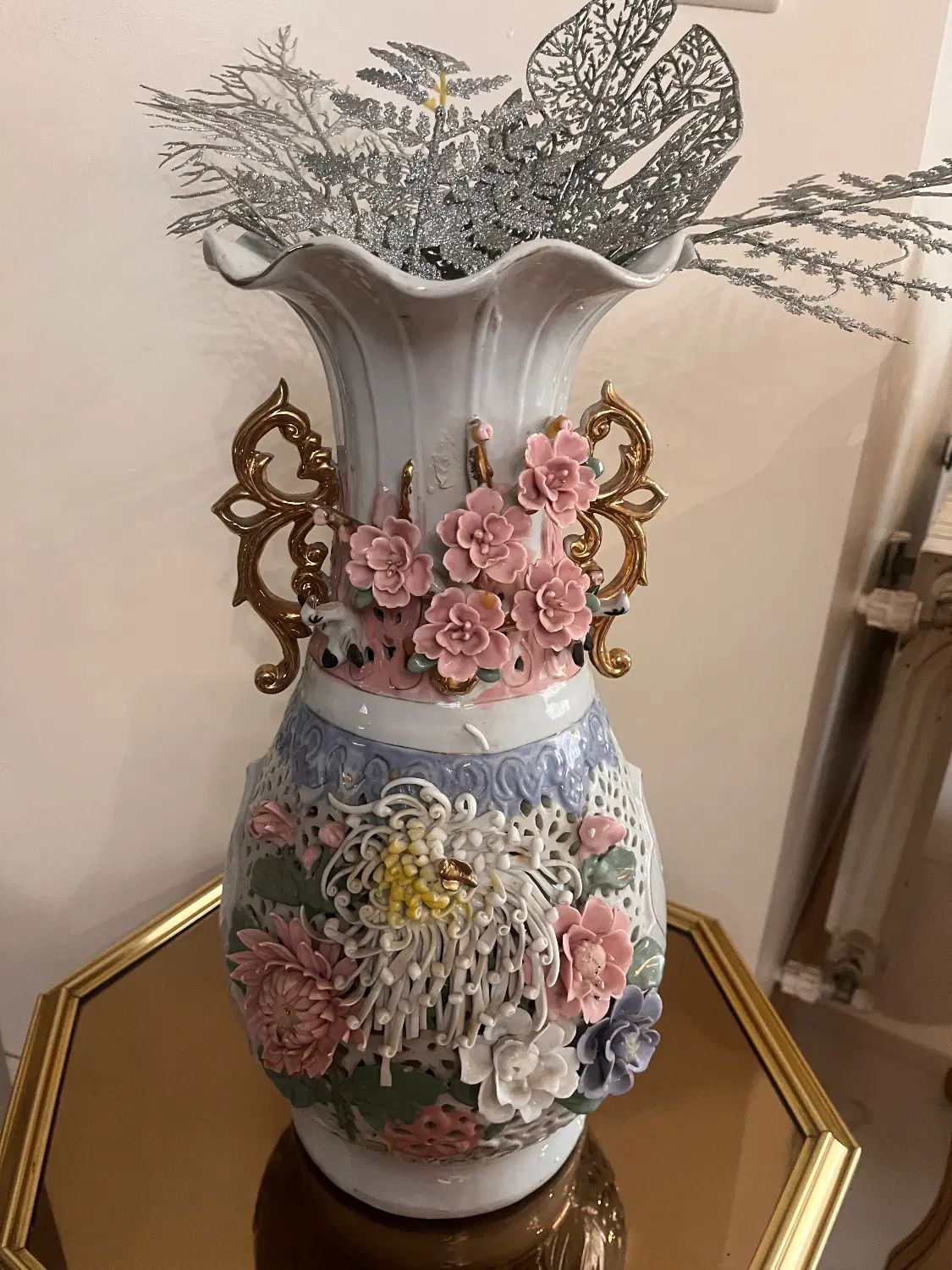 گلدان چینی گل برجسته ژاپنی آنتیک (ایراد دار )|صنایع دستی و سایر لوازم تزئینی|کرج, جهان‌شهر|دیوار